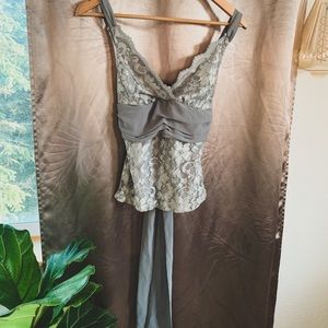 Vintage platinum grey lace top